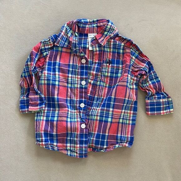 Carters Button Down Plaid Collard Shirt 6 months - Picture 1 of 2